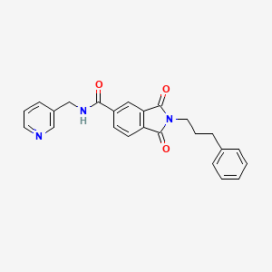 molecular formula C24H21N3O3 B12190488 1,3-dioxo-2-(3-phenylpropyl)-N-(pyridin-3-ylmethyl)-2,3-dihydro-1H-isoindole-5-carboxamide 