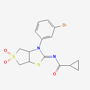 molecular formula C15H15BrN2O3S2 B12190515 N-[(2Z)-3-(3-bromophenyl)-5,5-dioxidotetrahydrothieno[3,4-d][1,3]thiazol-2(3H)-ylidene]cyclopropanecarboxamide 