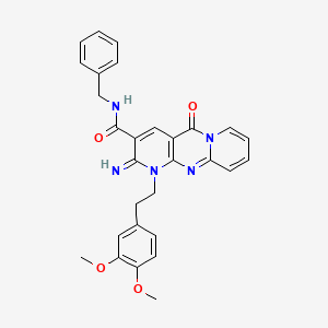 molecular formula C29H27N5O4 B12190531 N-benzyl-7-[2-(3,4-dimethoxyphenyl)ethyl]-6-imino-2-oxo-1,7,9-triazatricyclo[8.4.0.03,8]tetradeca-3(8),4,9,11,13-pentaene-5-carboxamide 