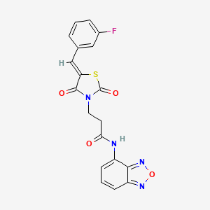 molecular formula C19H13FN4O4S B12190538 N-(2,1,3-benzoxadiazol-4-yl)-3-[(5Z)-5-(3-fluorobenzylidene)-2,4-dioxo-1,3-thiazolidin-3-yl]propanamide 
