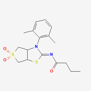 molecular formula C17H22N2O3S2 B12190558 N-[(2Z)-3-(2,6-dimethylphenyl)-5,5-dioxidotetrahydrothieno[3,4-d][1,3]thiazol-2(3H)-ylidene]butanamide 