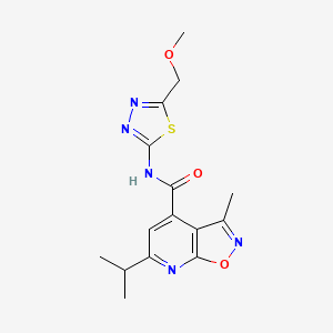 molecular formula C15H17N5O3S B12190586 N-[(2E)-5-(methoxymethyl)-1,3,4-thiadiazol-2(3H)-ylidene]-3-methyl-6-(propan-2-yl)[1,2]oxazolo[5,4-b]pyridine-4-carboxamide 