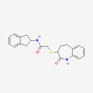 molecular formula C21H22N2O2S B12190595 N-(2,3-dihydro-1H-inden-2-yl)-2-[(2-hydroxy-4,5-dihydro-3H-1-benzazepin-3-yl)sulfanyl]acetamide 