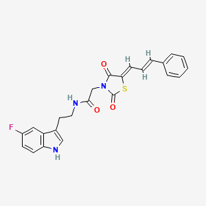 molecular formula C24H20FN3O3S B12190640 2-{(5Z)-2,4-dioxo-5-[(2E)-3-phenylprop-2-en-1-ylidene]-1,3-thiazolidin-3-yl}-N-[2-(5-fluoro-1H-indol-3-yl)ethyl]acetamide 