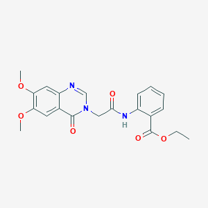 molecular formula C21H21N3O6 B12190644 ethyl 2-{[(6,7-dimethoxy-4-oxoquinazolin-3(4H)-yl)acetyl]amino}benzoate 