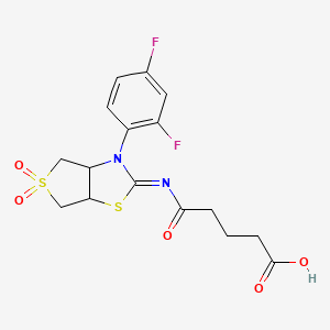 molecular formula C16H16F2N2O5S2 B12190668 5-{[(2Z)-3-(2,4-difluorophenyl)-5,5-dioxidotetrahydrothieno[3,4-d][1,3]thiazol-2(3H)-ylidene]amino}-5-oxopentanoic acid 