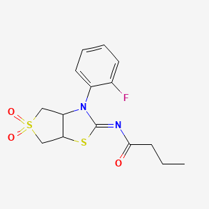 molecular formula C15H17FN2O3S2 B12190747 N-[(2Z)-3-(2-fluorophenyl)-5,5-dioxidotetrahydrothieno[3,4-d][1,3]thiazol-2(3H)-ylidene]butanamide 