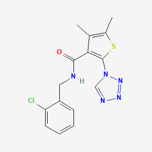molecular formula C15H14ClN5OS B12190761 N-(2-chlorobenzyl)-4,5-dimethyl-2-(1H-tetrazol-1-yl)thiophene-3-carboxamide 