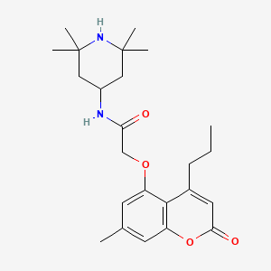 molecular formula C24H34N2O4 B12190802 2-[(7-methyl-2-oxo-4-propyl-2H-chromen-5-yl)oxy]-N-(2,2,6,6-tetramethylpiperidin-4-yl)acetamide 