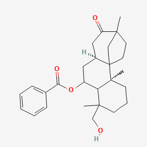 molecular formula C27H36O4 B1219084 [(2S,8R,10S)-6-(hydroxymethyl)-2,6,13-trimethyl-12-oxo-8-tetracyclo[11.2.1.01,10.02,7]hexadecanyl] benzoate 