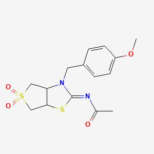 molecular formula C15H18N2O4S2 B12190844 N-[(2Z)-3-(4-methoxybenzyl)-5,5-dioxidotetrahydrothieno[3,4-d][1,3]thiazol-2(3H)-ylidene]acetamide 