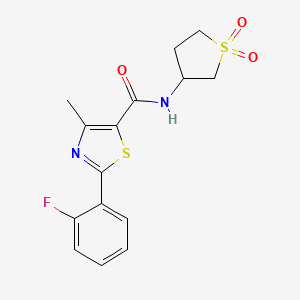 molecular formula C15H15FN2O3S2 B12190876 N-(1,1-dioxidotetrahydrothiophen-3-yl)-2-(2-fluorophenyl)-4-methyl-1,3-thiazole-5-carboxamide 