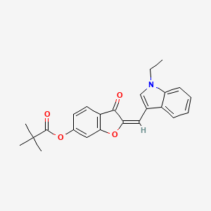 molecular formula C24H23NO4 B12190883 (2E)-2-[(1-ethyl-1H-indol-3-yl)methylidene]-3-oxo-2,3-dihydro-1-benzofuran-6-yl 2,2-dimethylpropanoate 