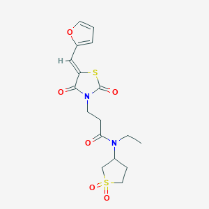 molecular formula C17H20N2O6S2 B12190903 N-(1,1-dioxidotetrahydrothiophen-3-yl)-N-ethyl-3-[(5Z)-5-(furan-2-ylmethylidene)-2,4-dioxo-1,3-thiazolidin-3-yl]propanamide 