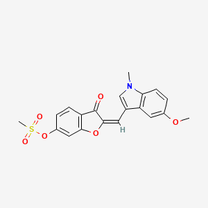 molecular formula C20H17NO6S B12190906 2-[(5-Methoxy-1-methylindol-3-yl)methylene]-3-oxobenzo[3,4-b]furan-6-yl methyl sulfonate 