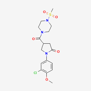 molecular formula C17H22ClN3O5S B12190922 1-(3-Chloro-4-methoxyphenyl)-4-{[4-(methylsulfonyl)piperazin-1-yl]carbonyl}pyrrolidin-2-one 