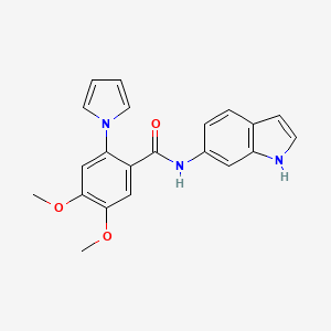 molecular formula C21H19N3O3 B12190942 N-(1H-indol-6-yl)-4,5-dimethoxy-2-(1H-pyrrol-1-yl)benzamide 