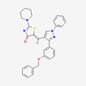 molecular formula C31H28N4O2S B12190968 (5Z)-5-({3-[3-(benzyloxy)phenyl]-1-phenyl-1H-pyrazol-4-yl}methylidene)-2-(piperidin-1-yl)-1,3-thiazol-4(5H)-one 