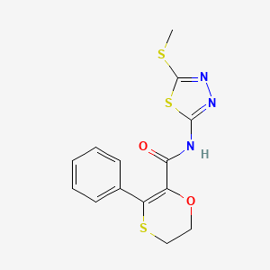 molecular formula C14H13N3O2S3 B12190994 N-[(2Z)-5-(methylsulfanyl)-1,3,4-thiadiazol-2(3H)-ylidene]-3-phenyl-5,6-dihydro-1,4-oxathiine-2-carboxamide 