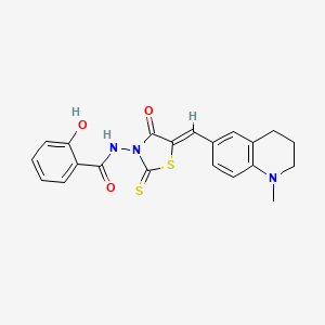 molecular formula C21H19N3O3S2 B12190997 2-hydroxy-N-{(5Z)-5-[(1-methyl-1,2,3,4-tetrahydroquinolin-6-yl)methylidene]-4-oxo-2-thioxo-1,3-thiazolidin-3-yl}benzamide 