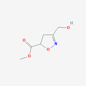 molecular formula C6H9NO4 B121910 Methyl 3-(hydroxymethyl)-4,5-dihydro-1,2-oxazole-5-carboxylate CAS No. 155526-77-5