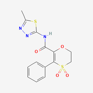molecular formula C14H13N3O4S2 B12191324 N-(5-methyl-1,3,4-thiadiazol-2-yl)-3-phenyl-5,6-dihydro-1,4-oxathiine-2-carboxamide 4,4-dioxide 
