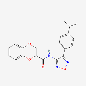 molecular formula C20H19N3O4 B12191373 N-{4-[4-(propan-2-yl)phenyl]-1,2,5-oxadiazol-3-yl}-2,3-dihydro-1,4-benzodioxine-2-carboxamide 