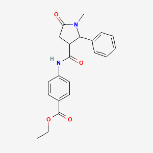 molecular formula C21H22N2O4 B12191408 Ethyl 4-{[(1-methyl-5-oxo-2-phenylpyrrolidin-3-yl)carbonyl]amino}benzoate 