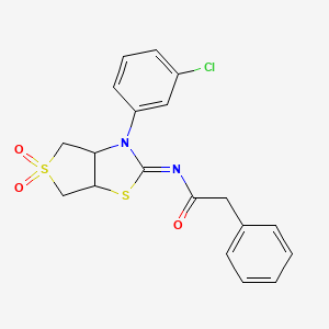 molecular formula C19H17ClN2O3S2 B12191411 N-[(2E)-3-(3-chlorophenyl)-5,5-dioxidotetrahydrothieno[3,4-d][1,3]thiazol-2(3H)-ylidene]-2-phenylacetamide 