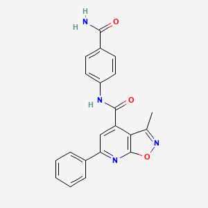 molecular formula C21H16N4O3 B12191434 N-(4-carbamoylphenyl)-3-methyl-6-phenyl[1,2]oxazolo[5,4-b]pyridine-4-carboxamide 