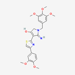 molecular formula C25H27N3O6S B12191600 4-[4-(3,4-dimethoxyphenyl)-1,3-thiazol-2-yl]-5-imino-1-(3,4,5-trimethoxybenzyl)-2,5-dihydro-1H-pyrrol-3-ol 