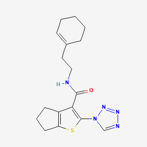 molecular formula C17H21N5OS B12191623 N-[2-(cyclohex-1-en-1-yl)ethyl]-2-(1H-tetrazol-1-yl)-5,6-dihydro-4H-cyclopenta[b]thiophene-3-carboxamide 