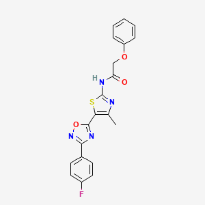 molecular formula C20H15FN4O3S B12191632 N-[(2E)-5-[3-(4-fluorophenyl)-1,2,4-oxadiazol-5-yl]-4-methyl-1,3-thiazol-2(3H)-ylidene]-2-phenoxyacetamide 
