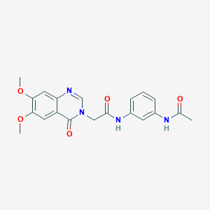 molecular formula C20H20N4O5 B12191637 N-[3-(acetylamino)phenyl]-2-(6,7-dimethoxy-4-oxoquinazolin-3(4H)-yl)acetamide 