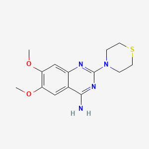 molecular formula C14H18N4O2S B1219169 6,7-Dimethoxy-2-(4-thiomorpholinyl)-4-quinazolinamine CAS No. 99300-65-9