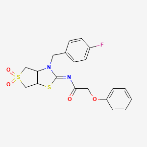 molecular formula C20H19FN2O4S2 B12191699 N-[(2E)-3-(4-fluorobenzyl)-5,5-dioxidotetrahydrothieno[3,4-d][1,3]thiazol-2(3H)-ylidene]-2-phenoxyacetamide 