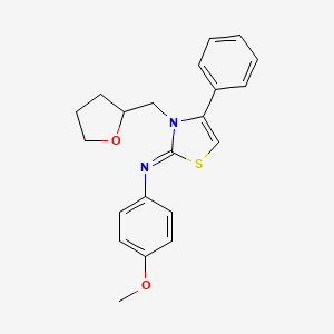 molecular formula C21H22N2O2S B12191701 4-methoxy-N-[(2Z)-4-phenyl-3-(tetrahydrofuran-2-ylmethyl)-1,3-thiazol-2(3H)-ylidene]aniline 