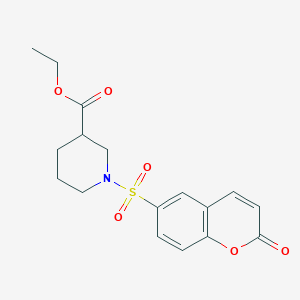 molecular formula C17H19NO6S B12191717 Ethyl 1-[(2-oxochromen-6-yl)sulfonyl]piperidine-3-carboxylate 