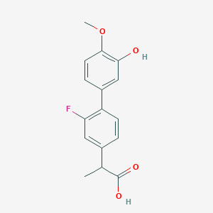 2-[3-Fluoro-4-(3-hydroxy-4-methoxyphenyl)phenyl]propanoic acid