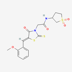 molecular formula C17H18N2O5S3 B12191739 N-(1,1-dioxidotetrahydrothiophen-3-yl)-2-[(5Z)-5-(2-methoxybenzylidene)-4-oxo-2-thioxo-1,3-thiazolidin-3-yl]acetamide 