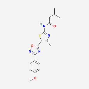 molecular formula C18H20N4O3S B12191753 N-[(2Z)-5-[3-(4-methoxyphenyl)-1,2,4-oxadiazol-5-yl]-4-methyl-1,3-thiazol-2(3H)-ylidene]-3-methylbutanamide 