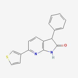 molecular formula C17H12N2OS B12191758 3-phenyl-6-(thiophen-3-yl)-1,3-dihydro-2H-pyrrolo[2,3-b]pyridin-2-one 