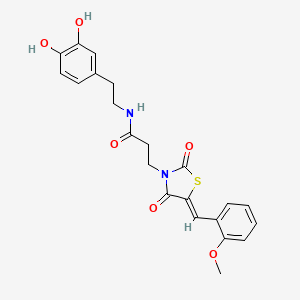 molecular formula C22H22N2O6S B12191804 N-[2-(3,4-dihydroxyphenyl)ethyl]-3-[(5Z)-5-(2-methoxybenzylidene)-2,4-dioxo-1,3-thiazolidin-3-yl]propanamide 
