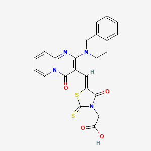 molecular formula C23H18N4O4S2 B12191892 [(5Z)-5-{[2-(3,4-dihydroisoquinolin-2(1H)-yl)-4-oxo-4H-pyrido[1,2-a]pyrimidin-3-yl]methylidene}-4-oxo-2-thioxo-1,3-thiazolidin-3-yl]acetic acid 