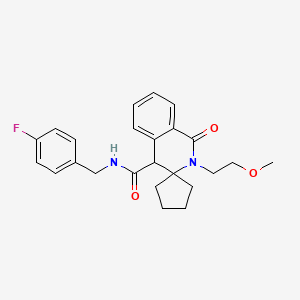 molecular formula C24H27FN2O3 B12191957 N-(4-fluorobenzyl)-2'-(2-methoxyethyl)-1'-oxo-1',4'-dihydro-2'H-spiro[cyclopentane-1,3'-isoquinoline]-4'-carboxamide 