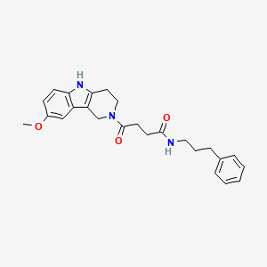molecular formula C25H29N3O3 B12191966 4-(8-methoxy-1,3,4,5-tetrahydro-2H-pyrido[4,3-b]indol-2-yl)-4-oxo-N-(3-phenylpropyl)butanamide 