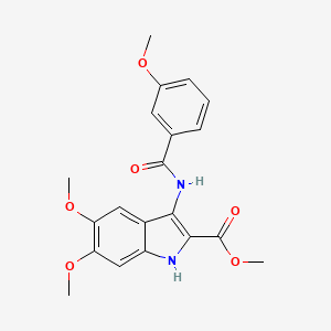 molecular formula C20H20N2O6 B1219197 5,6-dimethoxy-3-[[(3-methoxyphenyl)-oxomethyl]amino]-1H-indole-2-carboxylic acid methyl ester 