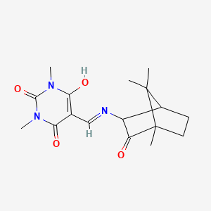molecular formula C17H23N3O4 B1219198 1,3-Dimethyl-5-[[(4,7,7-trimethyl-3-oxo-2-bicyclo[2.2.1]heptanyl)amino]methylidene]-1,3-diazinane-2,4,6-trione 