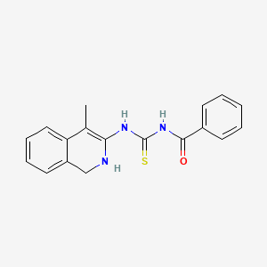 molecular formula C18H17N3OS B1219199 N-[[(4-methyl-1,2-dihydroisoquinolin-3-yl)amino]-sulfanylidenemethyl]benzamide 