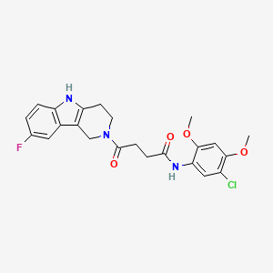molecular formula C23H23ClFN3O4 B12192025 N-(5-chloro-2,4-dimethoxyphenyl)-4-(8-fluoro-1,3,4,5-tetrahydro-2H-pyrido[4,3-b]indol-2-yl)-4-oxobutanamide 